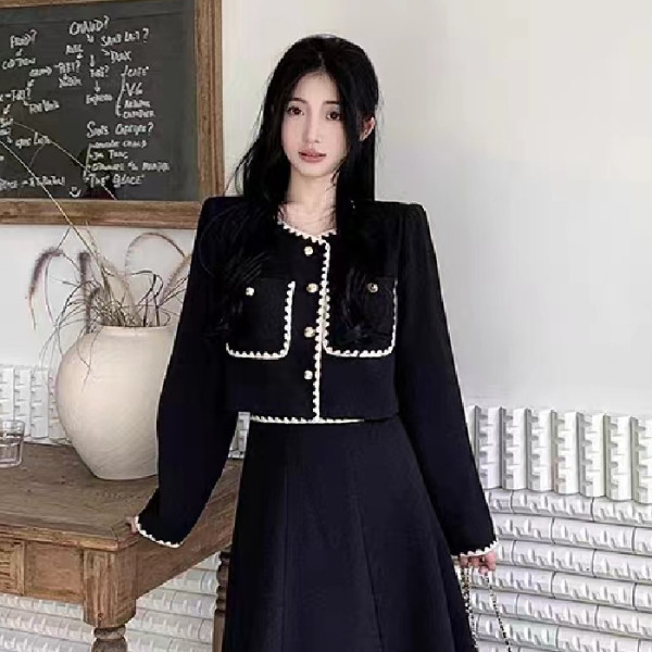 原版做法+拉鏈2023小香風套裝女新款設計感短款外套半身長裙女