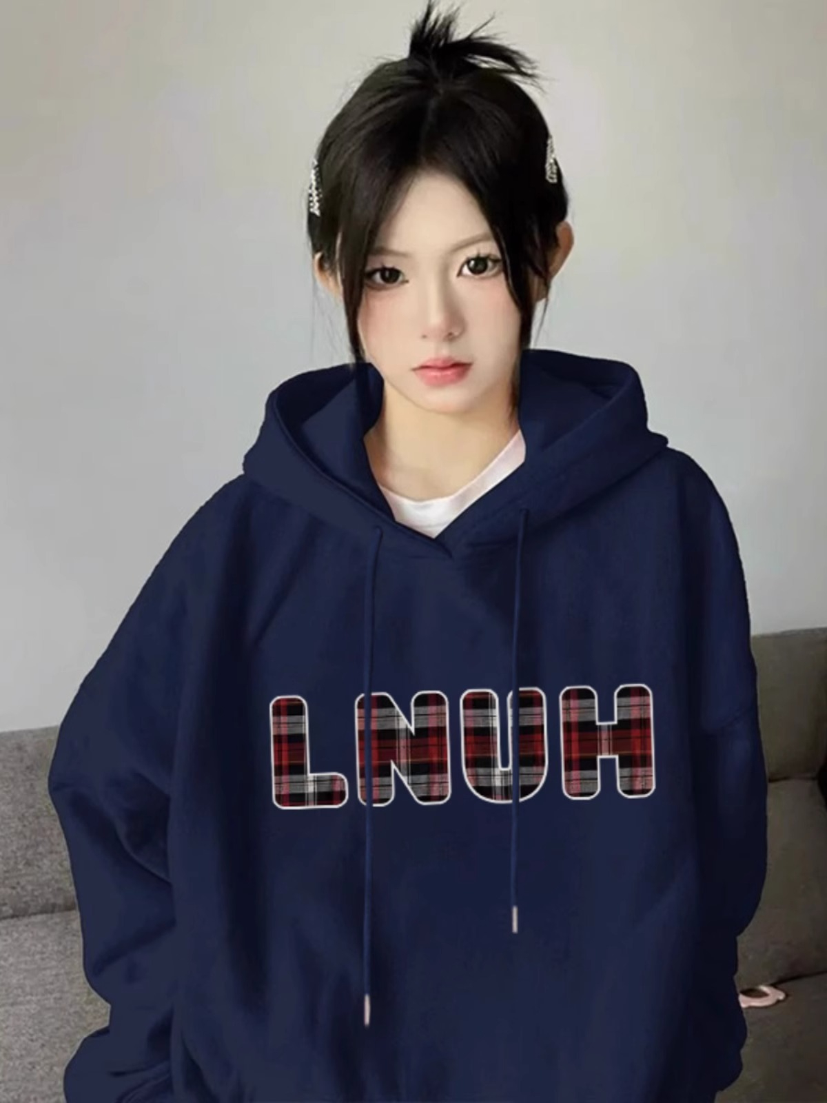 CVC cotton pasta wool Chinese cotton composite/milk silk 320g silver fox velvet 400g front printed hooded sweatshirt for women