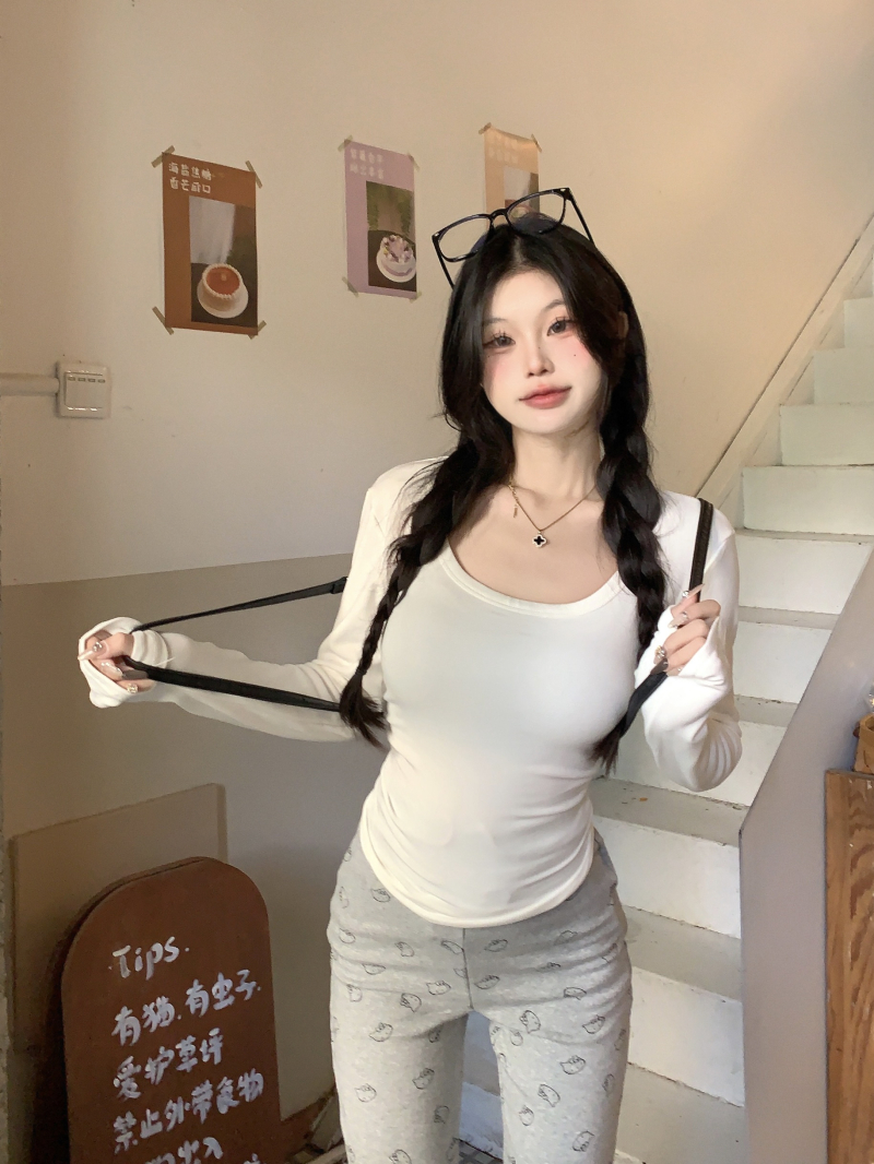 實拍 秋冬必備褶皺設計感純欲打底高密細絨磨毛修身上衣內搭