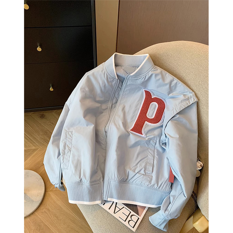 2023 Korean style embroidered stand collar baseball uniform autumn women's design sense sports casual versatile jacket for women
