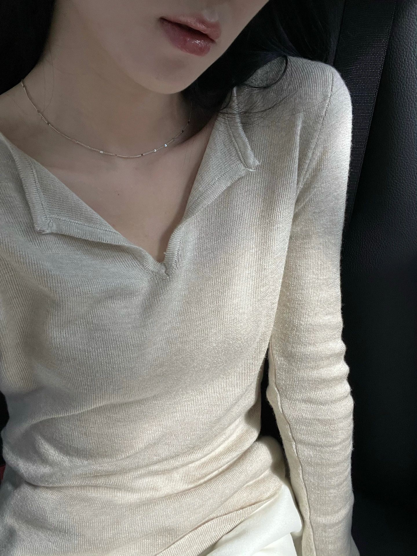 酒窩定製V領打底針織衫女秋冬2023新款緊身顯瘦上衣長袖內搭毛衣