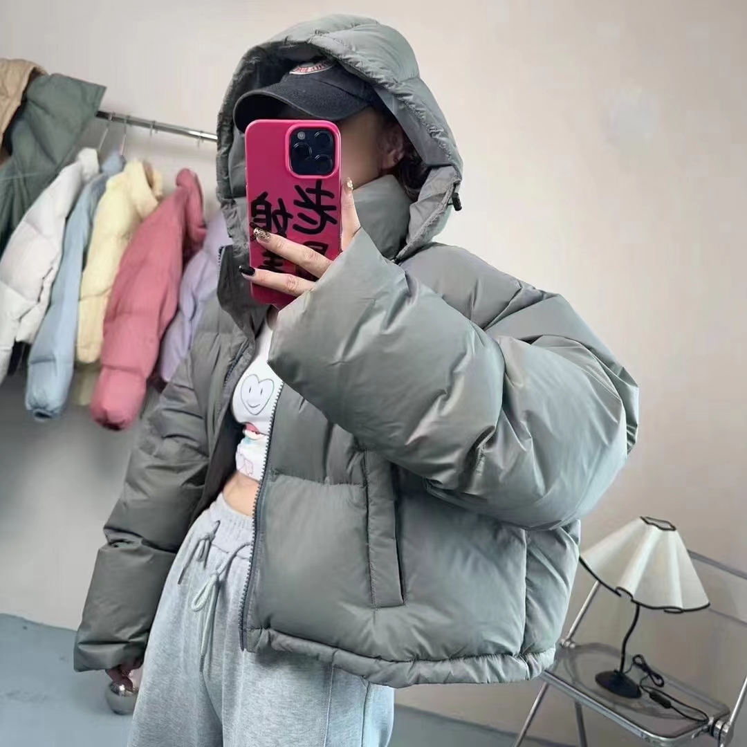 2023冬季新款加厚保暖連帽短款麵包服外套