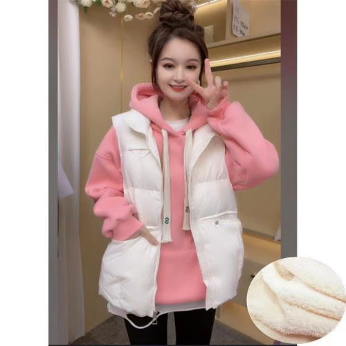 ~外贸女装！加绒加厚新款韩版宽松粉色卫衣外套ins潮冬季