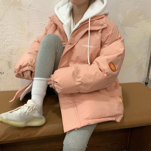 Net picture of cotton-padded jacket for women, Korean style short bread jacket, small person, large size, Hong Kong style loose down jacket, student fat MM