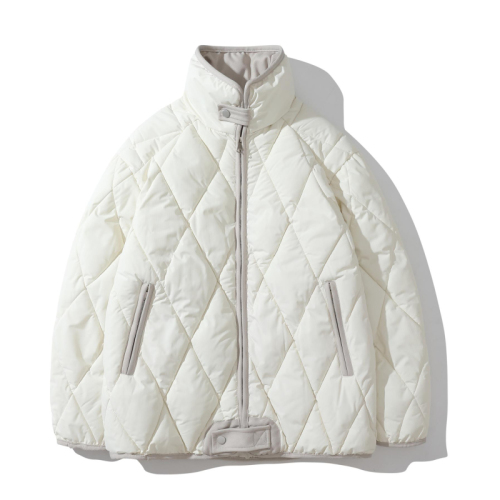  winter new American student Korean cotton clothing women's quilted cotton coat rhombus cotton jacket oversize trendy