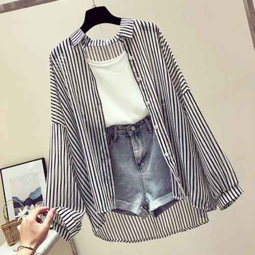 Chiffon Plaid Sun Protection Clothes Women's Mid-Length Early Autumn New Student Style Design Niche Cardigan Thin Jacket
