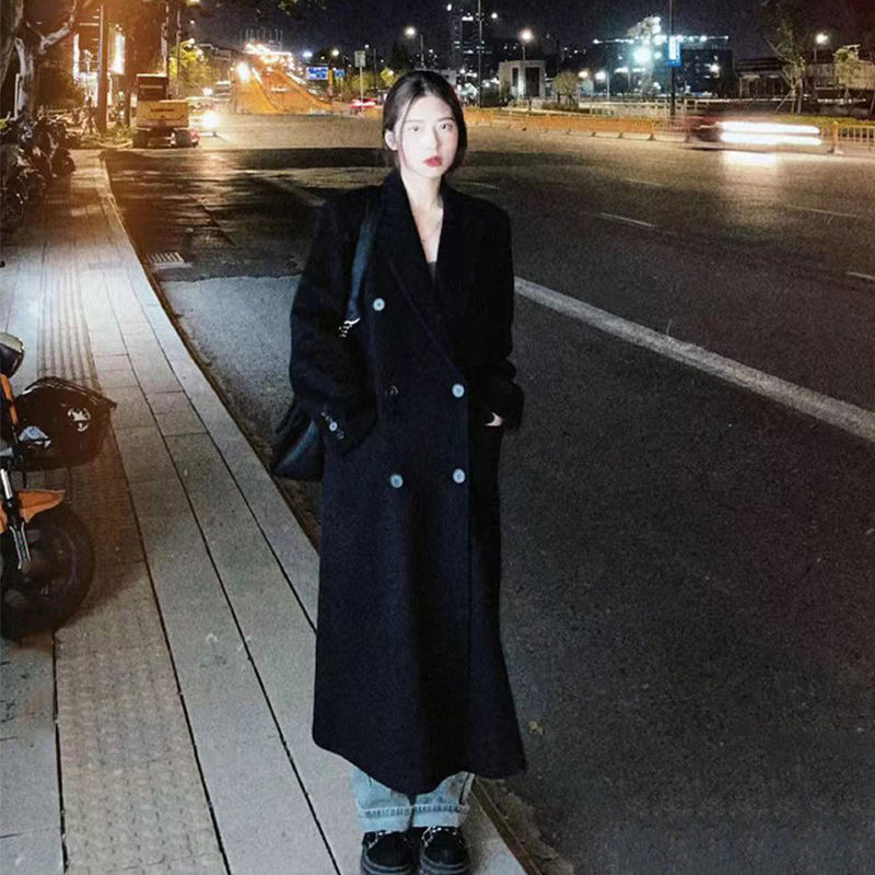 2023 Autumn and Winter New Fashion Woolen Coat Women's Mid-Length Over Knee New Style Tall Suit Woolen Coat