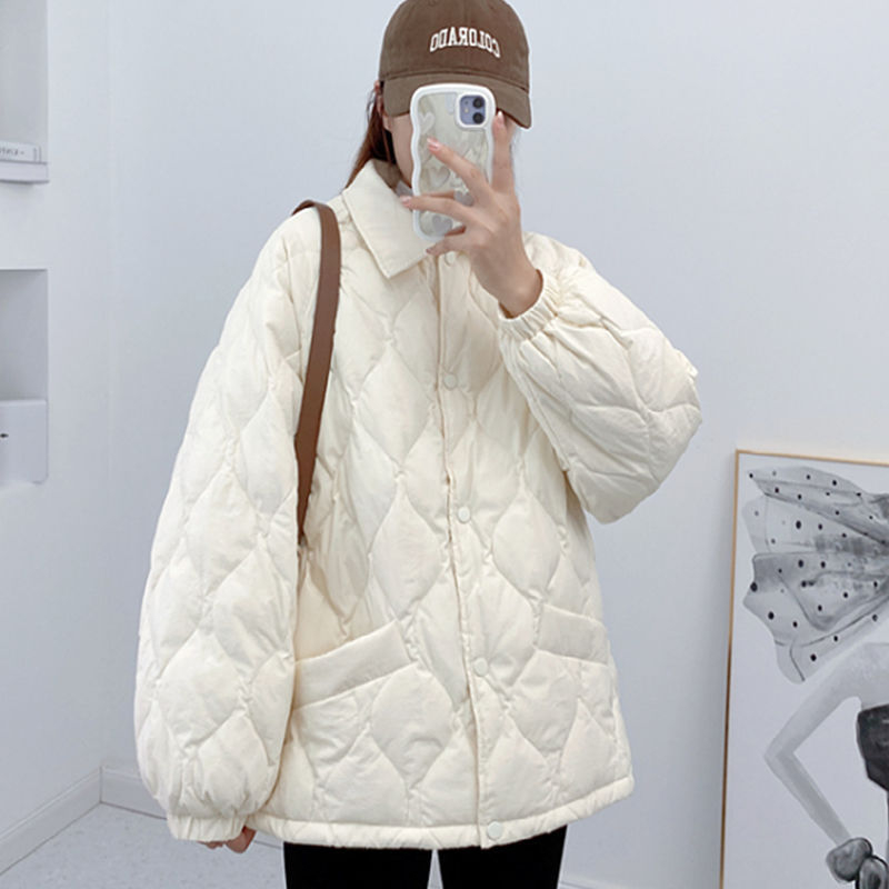 Thick bread coat lapel down cotton coat women's Korean style loose autumn and winter coat cotton jacket