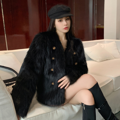 Real shot of Love Song in C  Winter New Palace Style Fox Fur Coat for Women Young Coat for Women