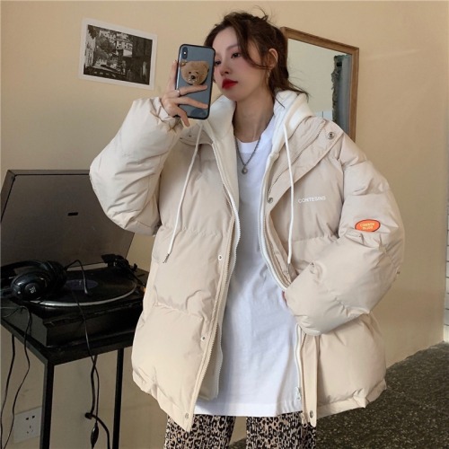 Net picture of cotton-padded jacket for women, Korean style short bread jacket, small person, large size, Hong Kong style loose down jacket, student fat MM