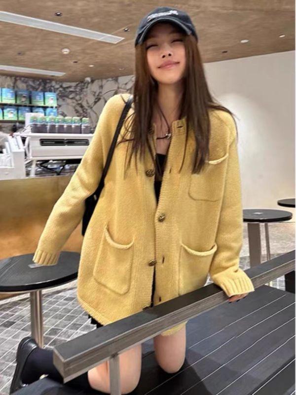 復古慵懶風針織開衫外套女秋冬2023新款設計感小眾寬鬆休閒毛衣