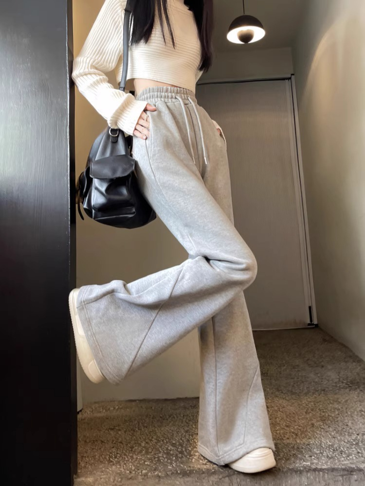 原版做法 純棉華棉薄款 厚款複合銀狐絨設計感微喇叭褲女