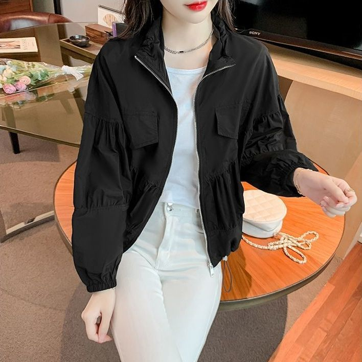 洋氣polo領春秋款外套女2023年新款韓版寬鬆顯瘦復古夾克百搭外套