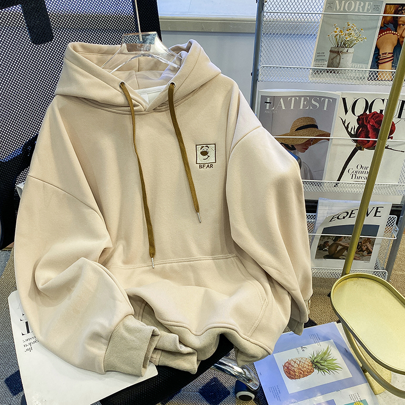 實拍華棉複合400克衛衣女秋冬刺繡加絨加厚保暖上衣大碼女裝