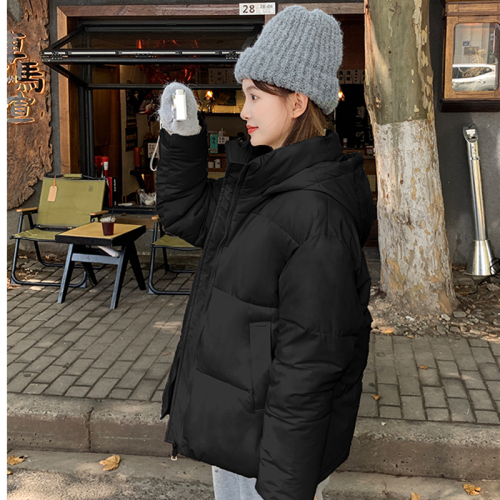 Real shot of Korean style hooded short women's down jacket down jacket college year small winter coat ins