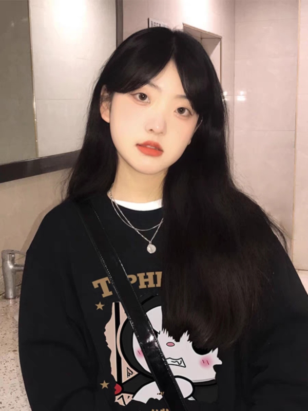 國潮牌卡通庫洛米印花衛衣女2023秋冬新款寬鬆復古美式圓領上衣潮