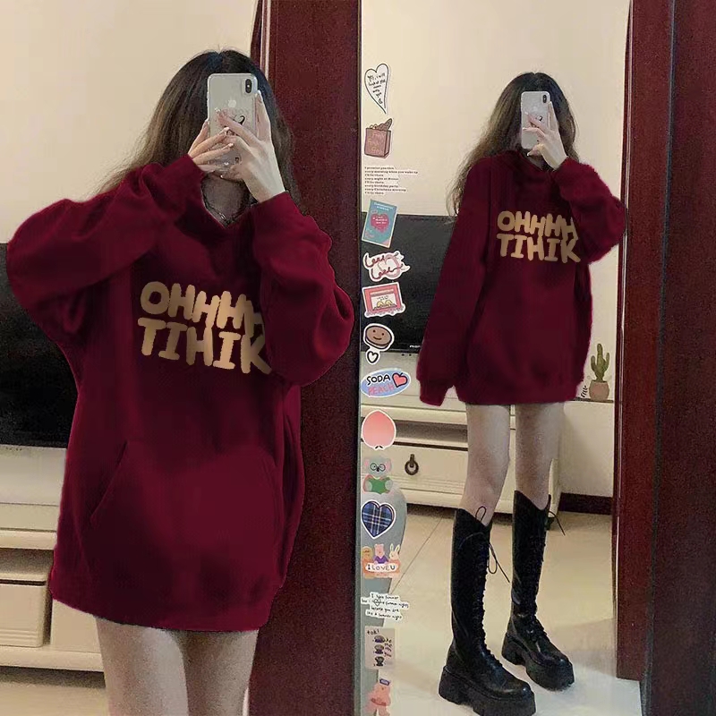 薄款華棉牛奶絲 加絨華棉銀狐絨 印花衛衣女連帽簡約高級感上衣
