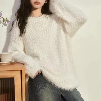 秋季新款法式溫柔甜美毛衣女慵懶風寬鬆高級感針織衫上衣