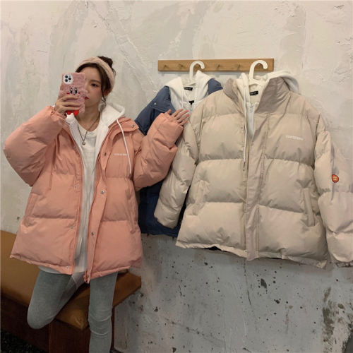 Net picture of cotton-padded jacket for women, Korean style short bread jacket, small person, large size, Hong Kong style loose down jacket, student fat MM