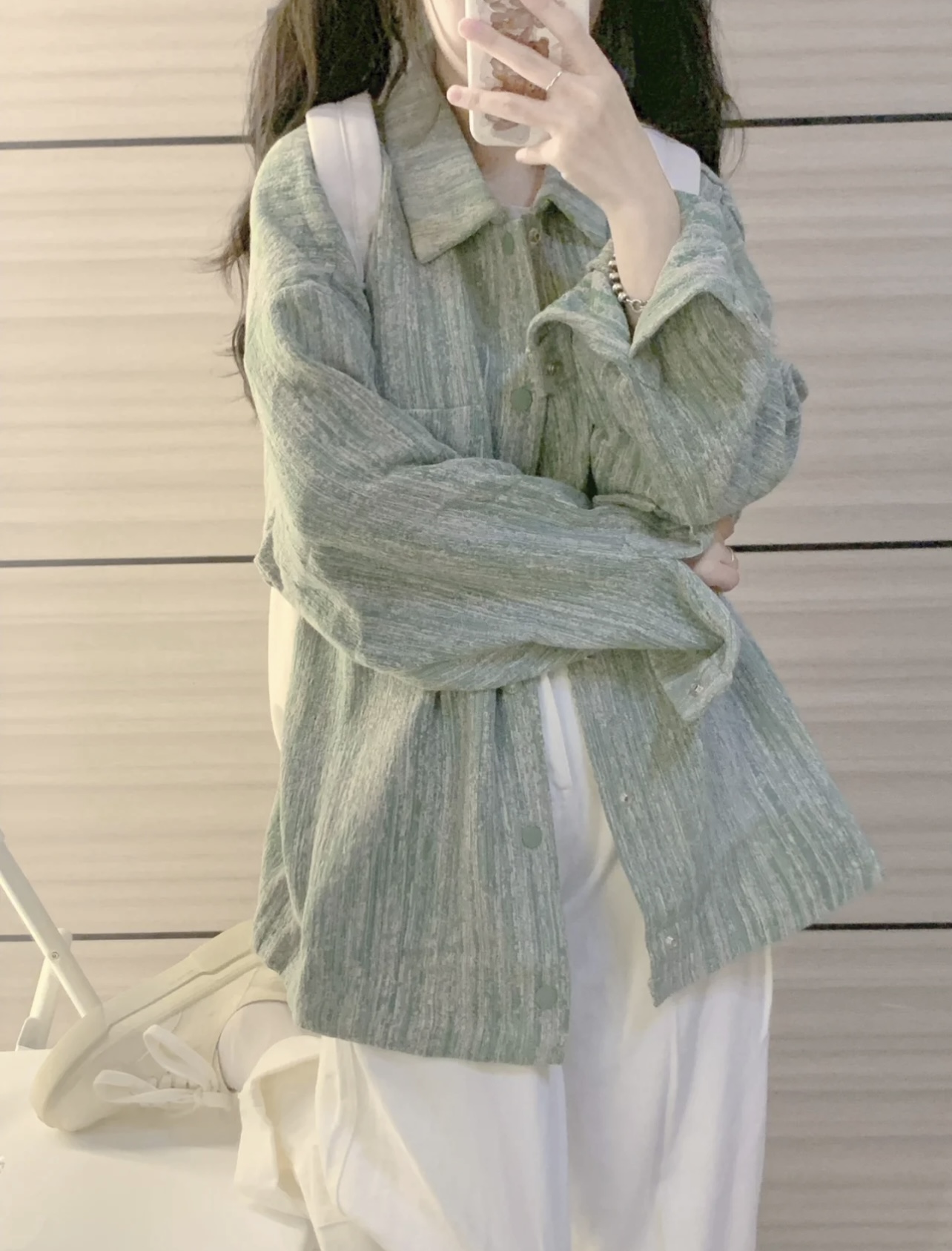 American style small fragrance style tie-dye green jacket for women spring and autumn 2023 new style lazy style retro loose top trend