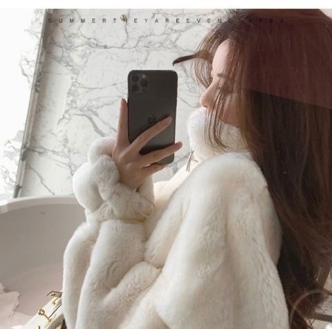 Korean style imitation fur coat for women in autumn and winter loose imitation rex rabbit fur plus velvet thickened stand collar zipper sweatshirt plush versatile