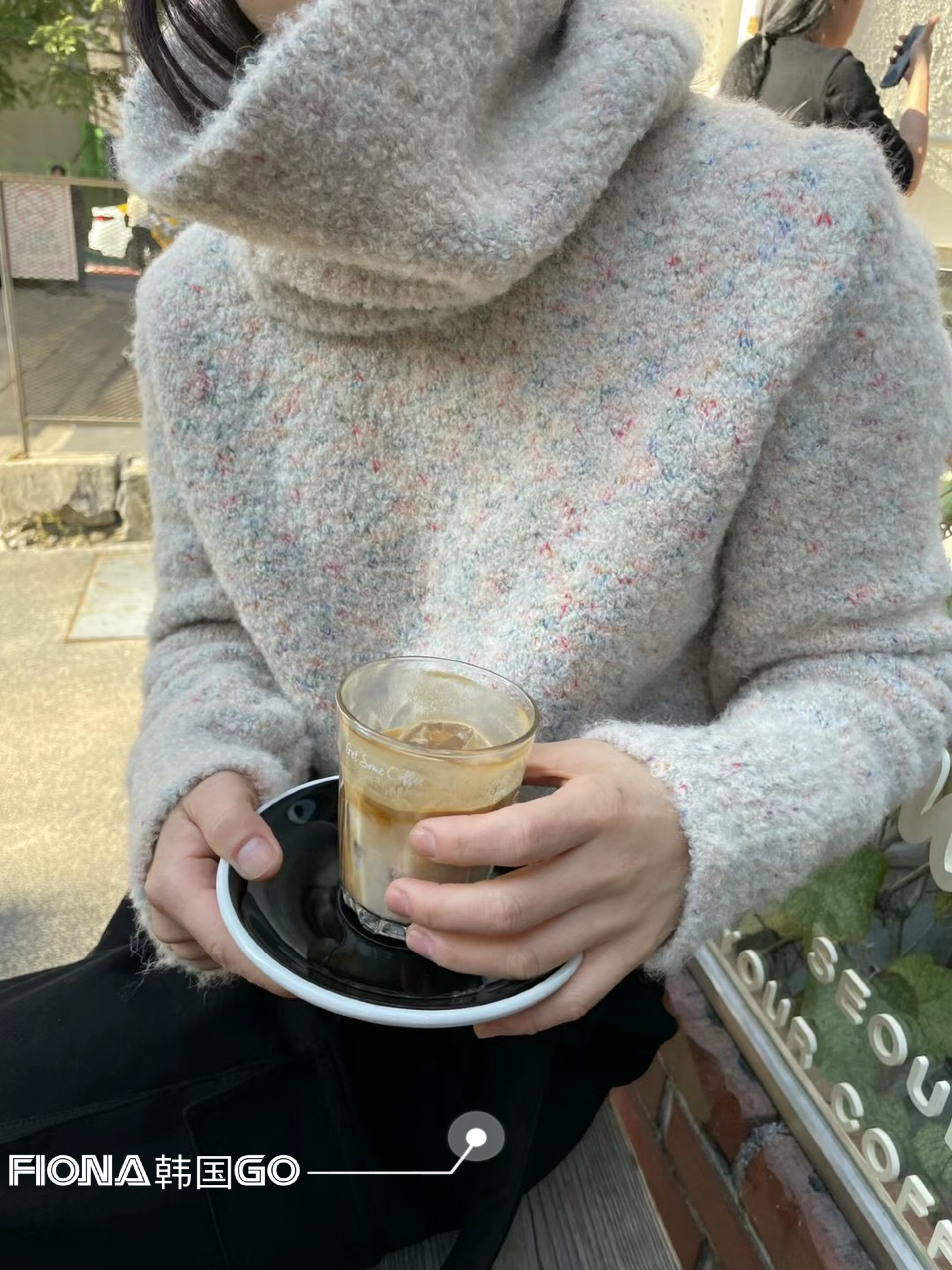 blossom 高級花色圍脖領毛衣兩件套裝 韓國代購2023秋女