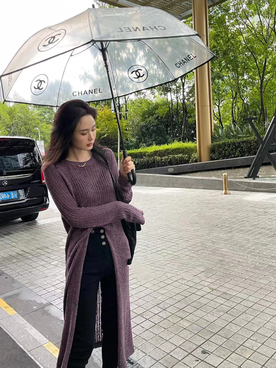氣質慵懶風開叉鏤空針織衫女秋設計感小眾寬鬆顯瘦毛衣上衣中長款