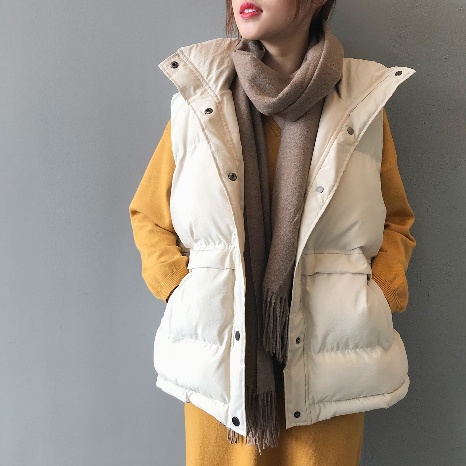 棉馬甲女2023年冬新款韓版顯瘦短款棉服外穿加棉背心學生坎肩
