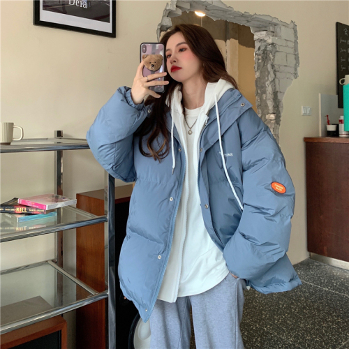 Net picture of cotton-padded jacket for women, Korean style short bread jacket, small person, large size, Hong Kong style loose down jacket, student fat MM