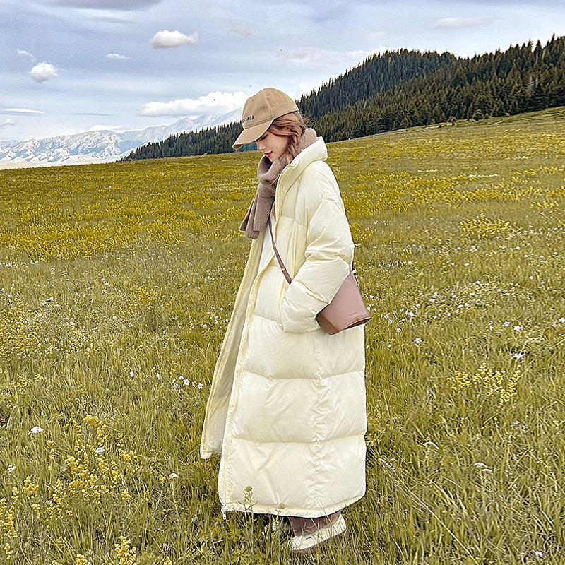 Real shot of cotton-padded jacket for women, Korean version, medium-length, large size, Hong Kong-style bread coat, loose student long waist-cinching down jacket