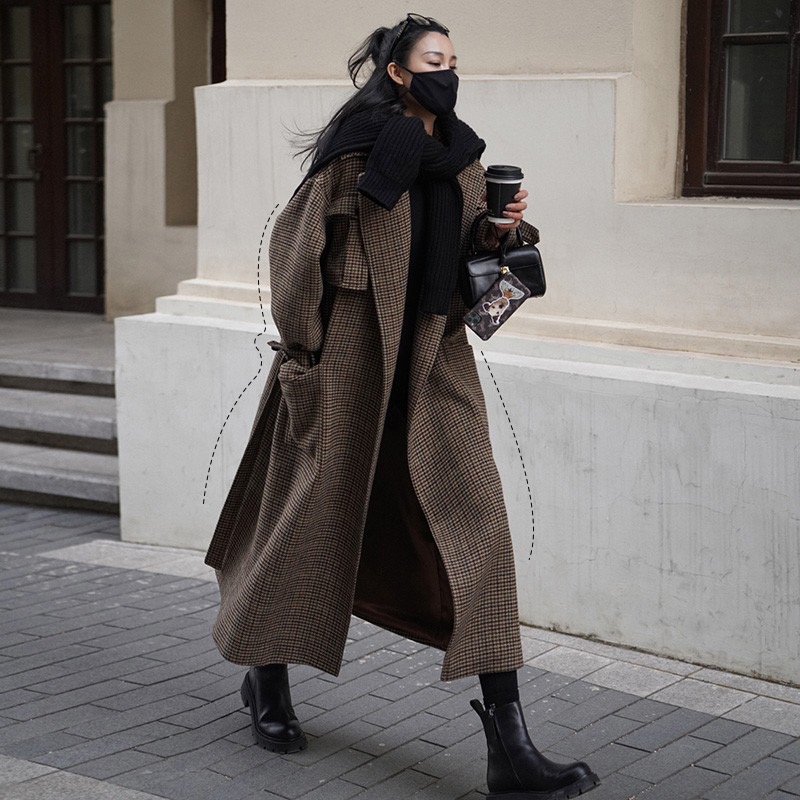 2023 new autumn and winter British style retro double-sided cashmere coat cold style Korean style chic woolen coat for women
