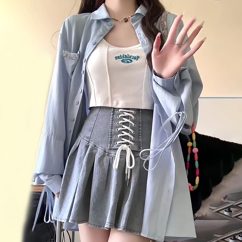 法式防曬長袖襯衫外套女夏季2023新款襯衣氣質小衫上衣設計感小眾