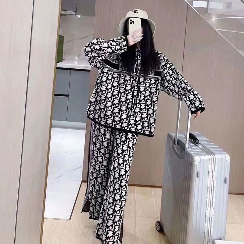 網紅字母印花連帽衛衣套裝女春秋季新款炸街闊腿褲時尚兩件套