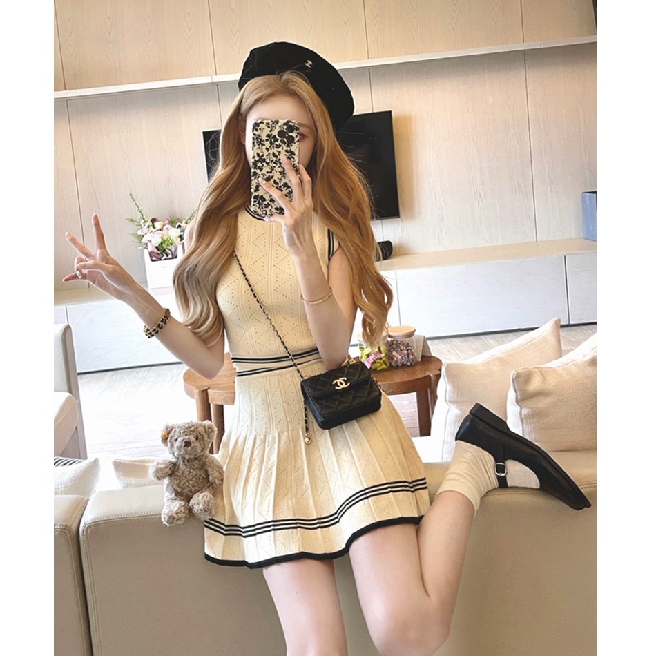COOLLINE林子熙 本期b入 巴黎舊約 早秋針織背心開衫小香套裝裙女