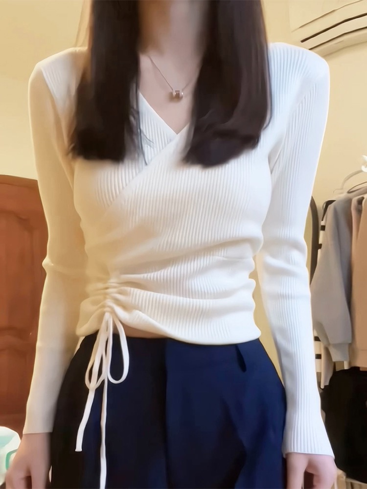 針織打底衫女秋冬毛衣內搭修身別致絕美長袖上衣秋季女裝2023新款
