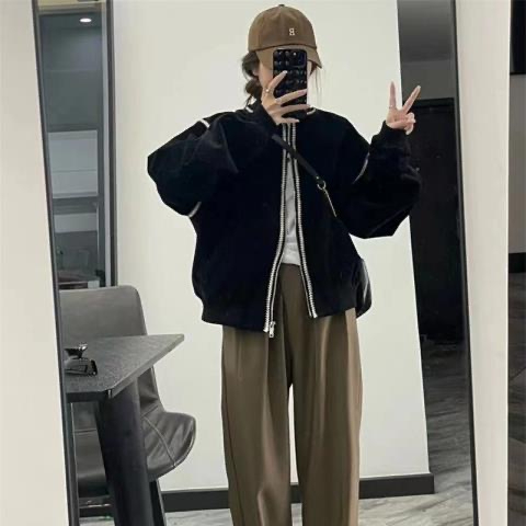 Korean style small fragrant style short baseball uniform for women spring and autumn new design niche oversize jacket trendy