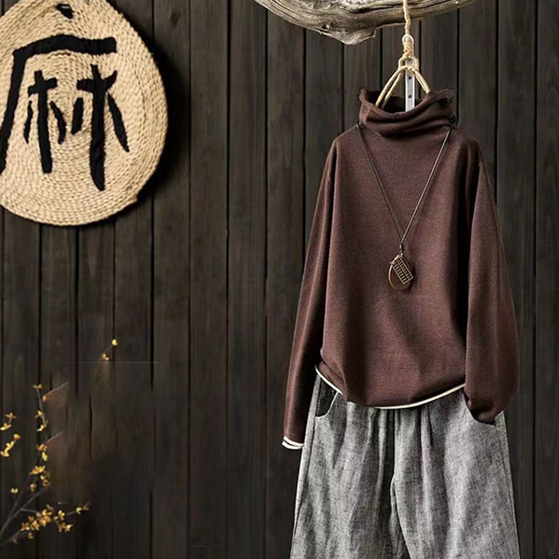 媽媽秋冬加絨打底衫堆堆領中年女裝時尚洋氣長袖加厚德絨小衫上衣