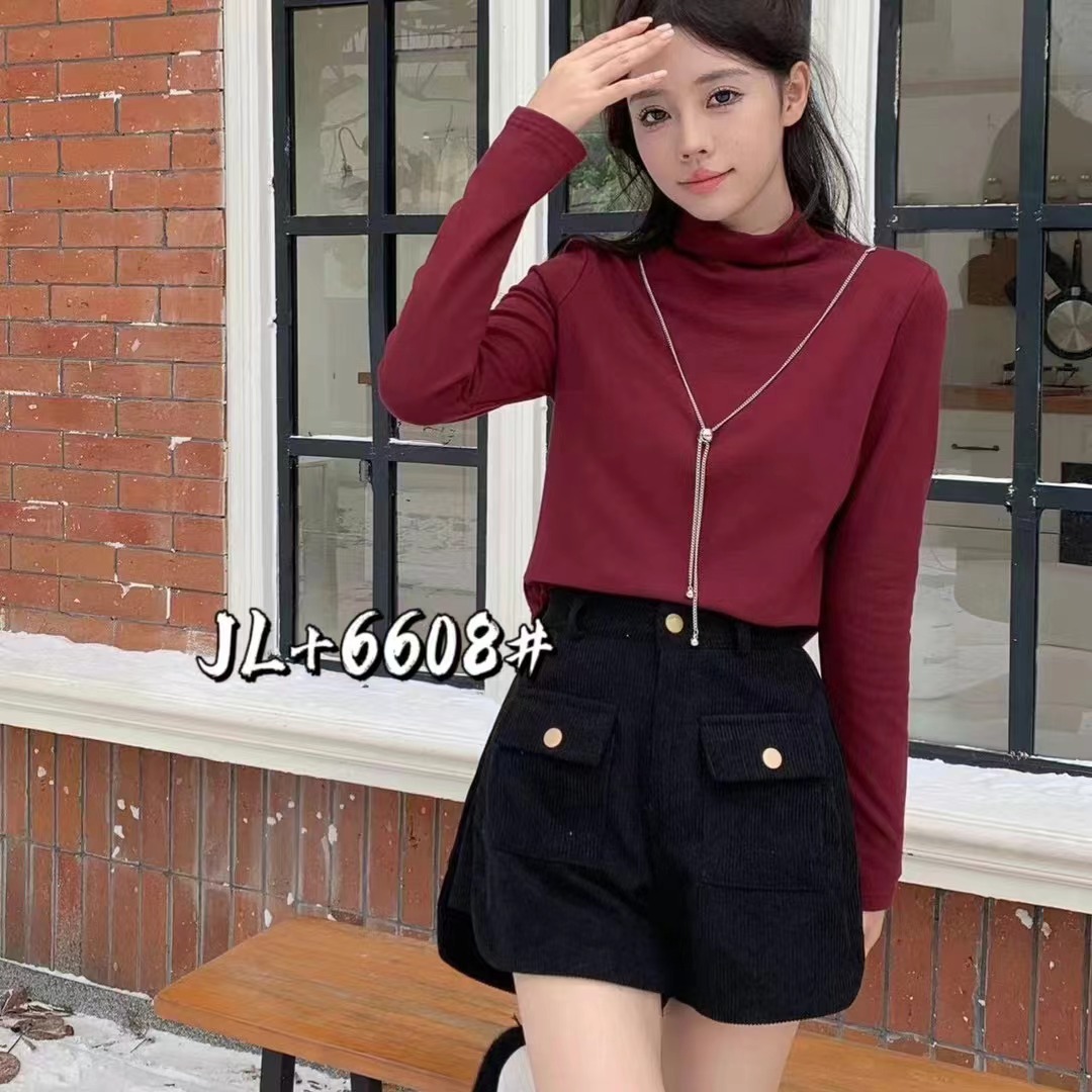 European design color matching half turtleneck bottoming shirt T-shirt for women 2023 autumn and winter new slim slim long-sleeved top