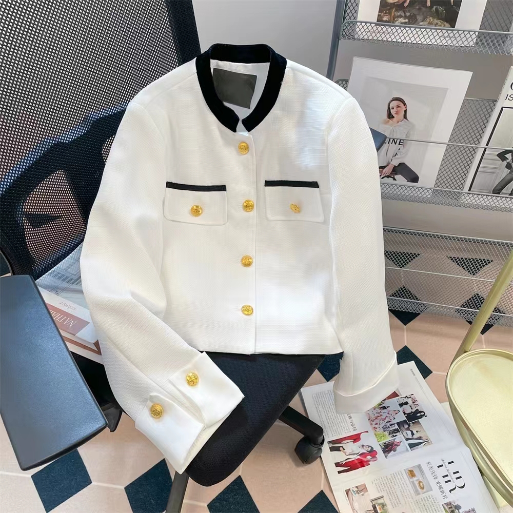 質檢官圖撞色百搭短款小外套女秋季法式名媛小香風正肩上衣外套