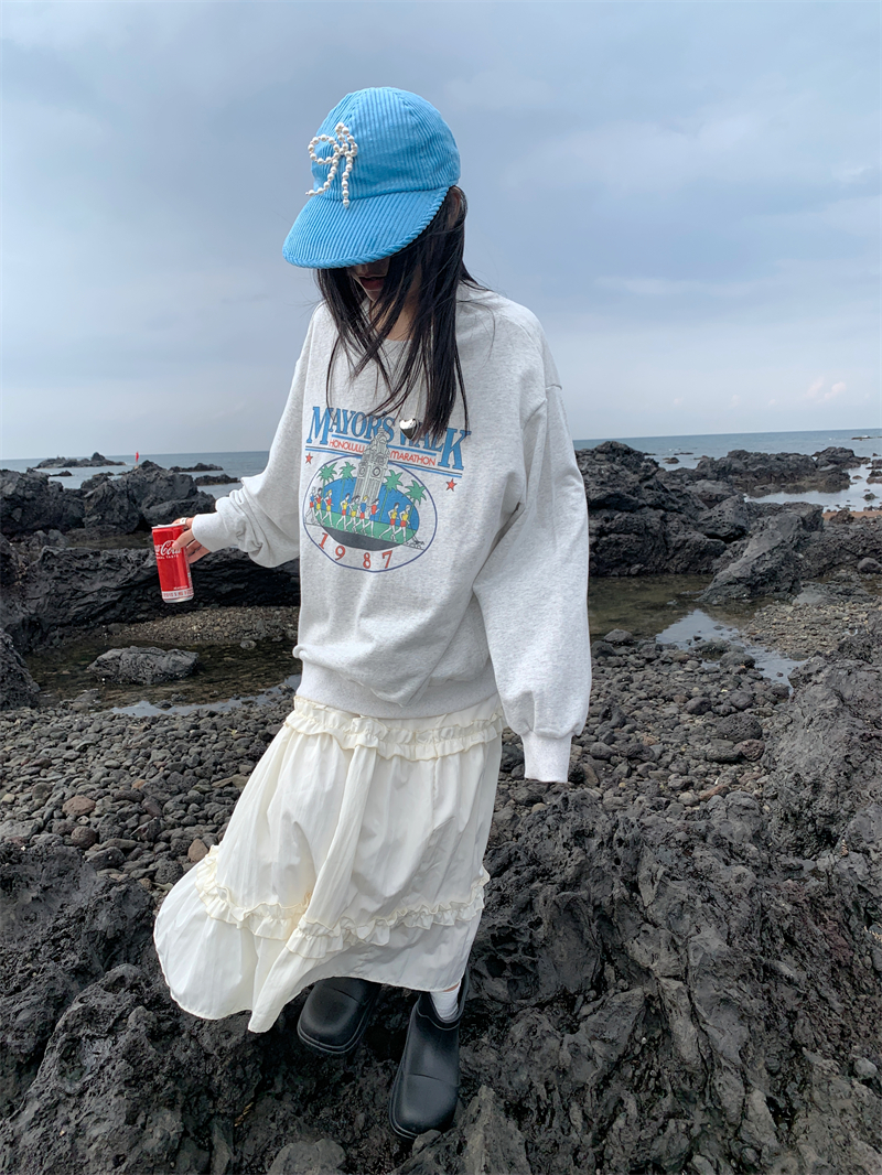 實拍   印花寬鬆圓領衛衣