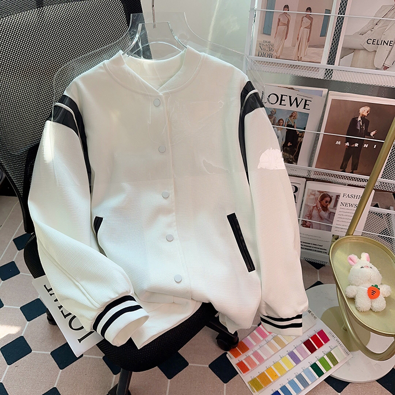 實拍小香風+里布春秋薄款衛衣女韓版棒球服撞色開衫外套上衣200斤