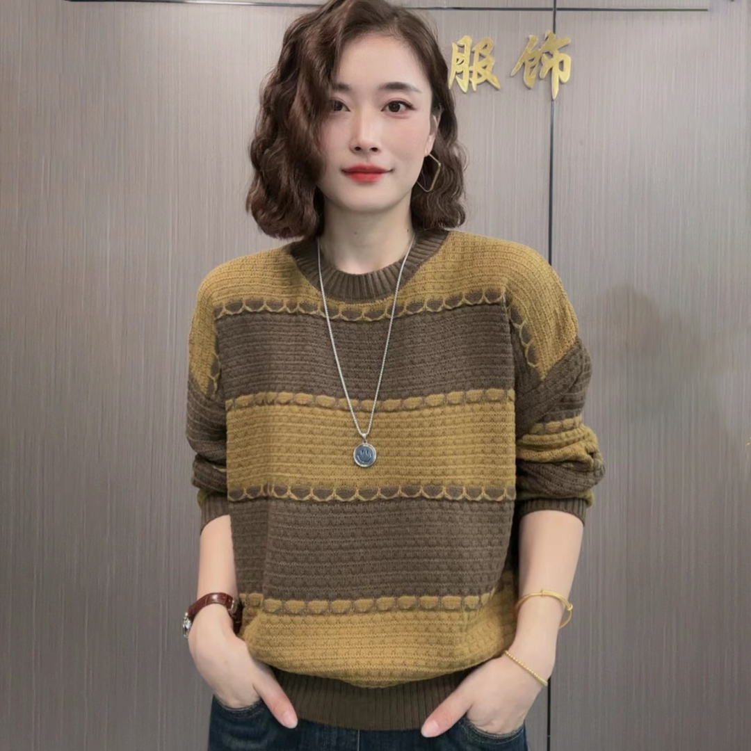 中年女裝2023秋季新款女士休閒時尚秋冬毛衣打底衫圓領套頭針織衫