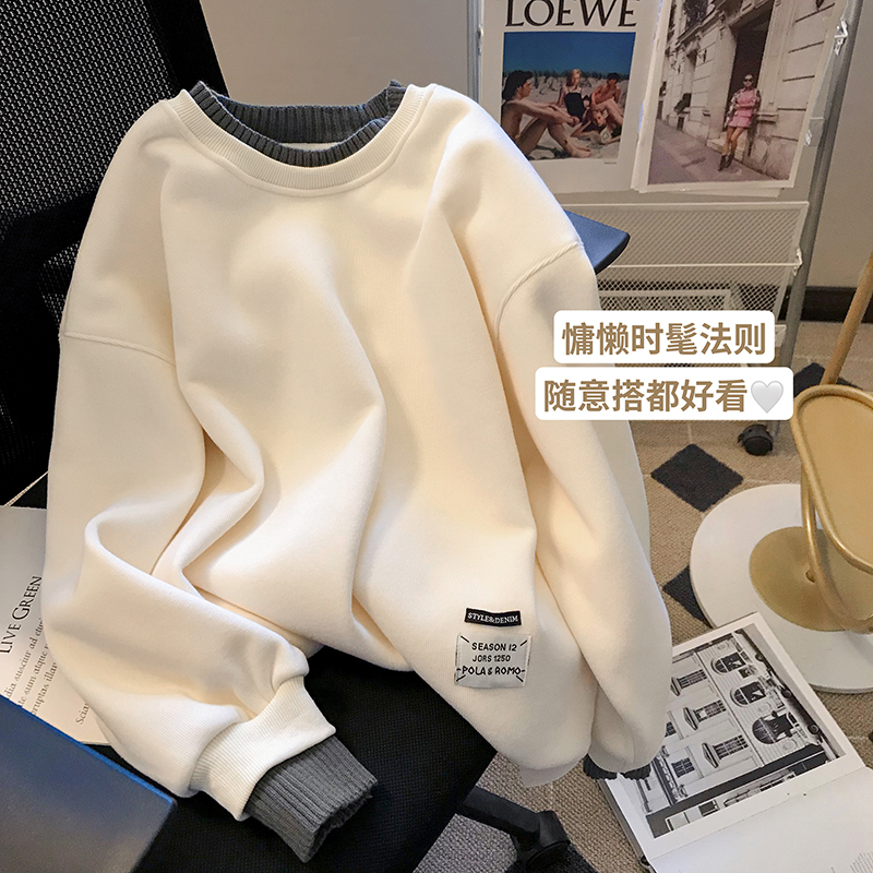質量春秋韓版華棉複合澳粒絨400克寬鬆大碼加絨加厚衛衣女