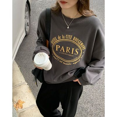 原宿BF加絨加厚套頭圓領衛衣女學生鹽系寬鬆上衣秋冬季外套慵懶風