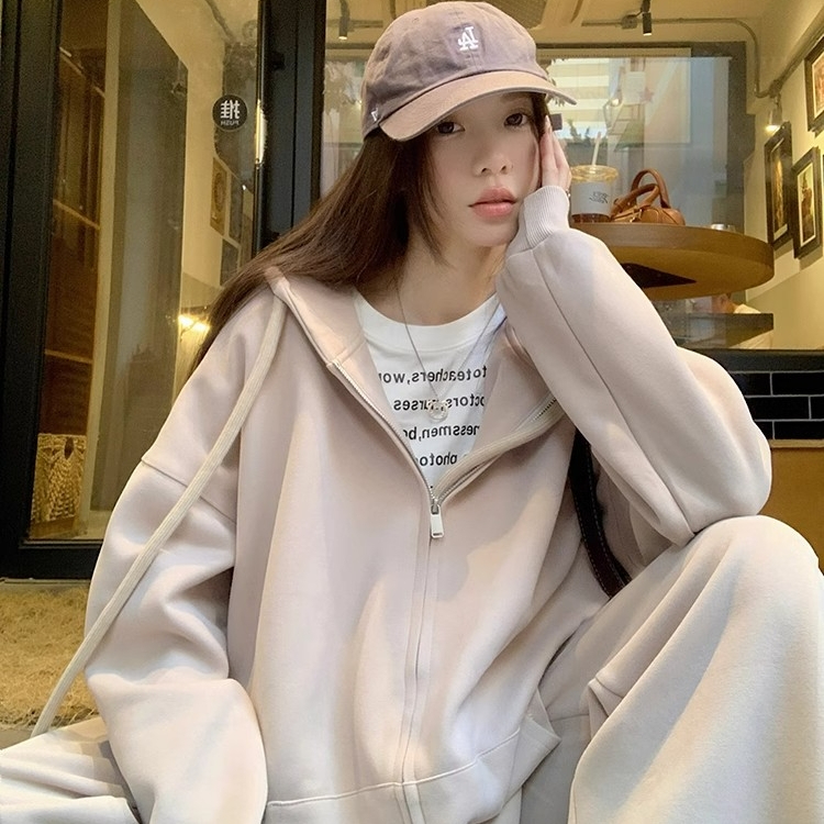 2023 Sports and Leisure Suit Women's Autumn and Winter 2023 New Wide Leg Pants Fashionable and Western