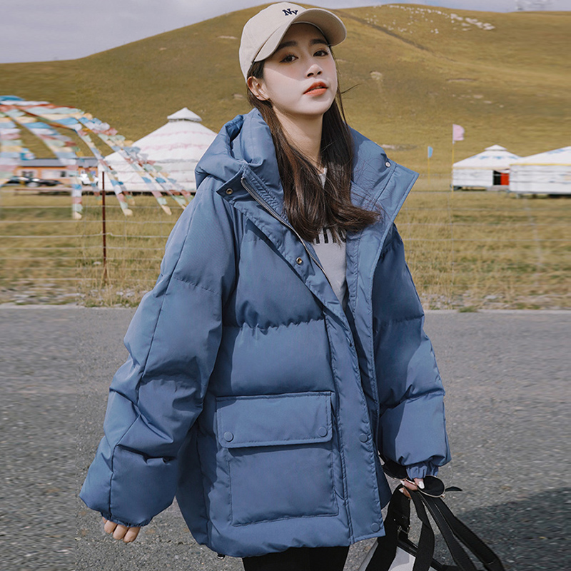 Real shot of women's cotton coat, Korean style short bread coat, small person, large size, Hong Kong style loose down jacket, student fat MM