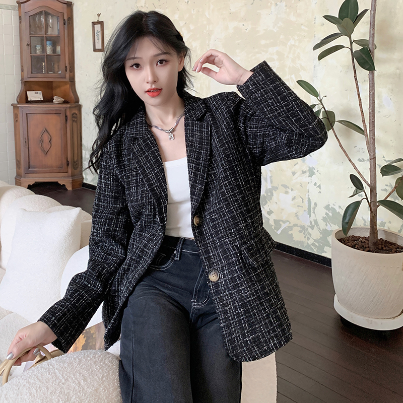 Real shot!  Xiaoxiangfeng blazer autumn new design niche ins loose and versatile suit top