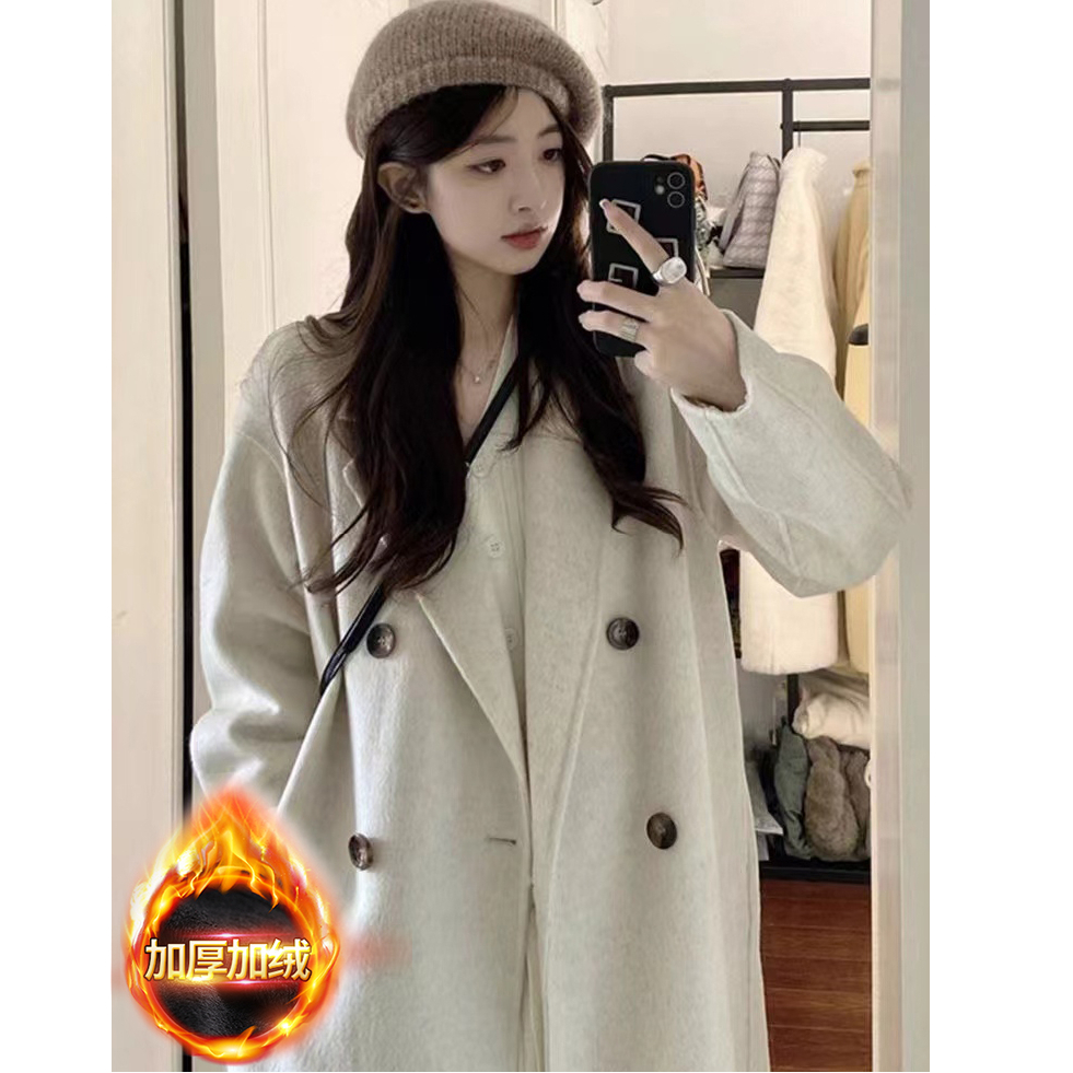 High-end woolen coat for women 2023 new autumn and winter Korean style small medium-length woolen coat thickened and trendy