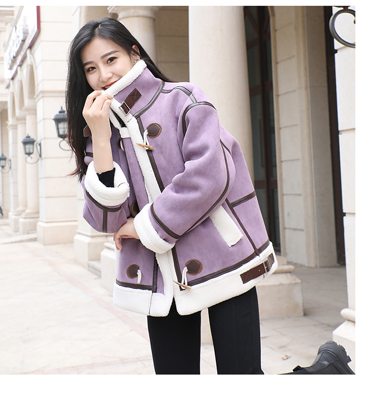 Jacket women's winter lamb wool 2023 new style deerskin velvet fur one-piece stand-up collar short Korean version young