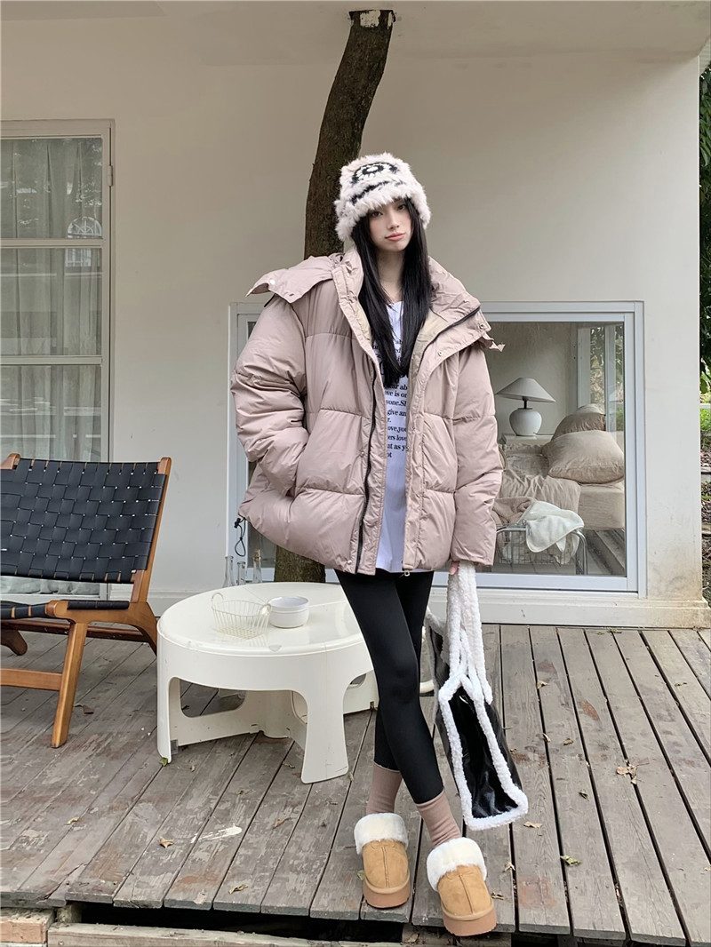 實拍 冬季新款韓系高級感連帽寬鬆夾棉加厚棉衣外套襖子